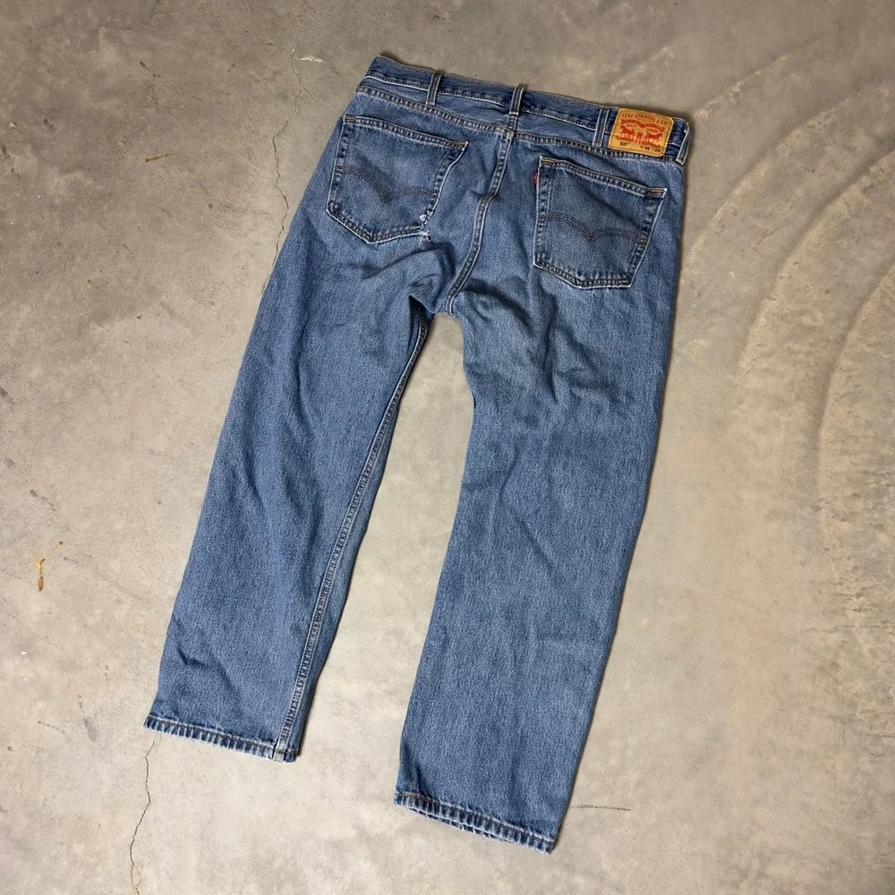 Levi's 505 Regular Fit‎ Jeans Mens 38x29 Blue Baggy Distressed Grunge Streetwear